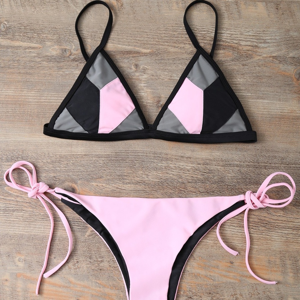NWT Color-Block String Bikini Set